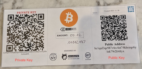 Paper Cryptocurrency Wallet